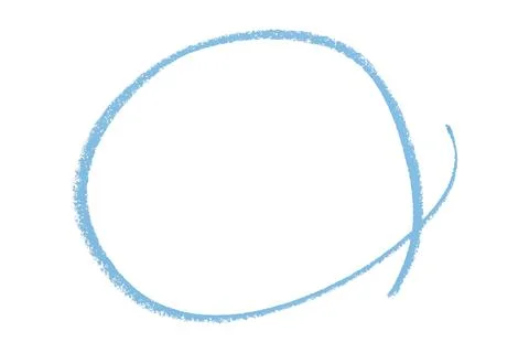 Light blue pencil highlight circle mark isolated on white background Illustrazione stock