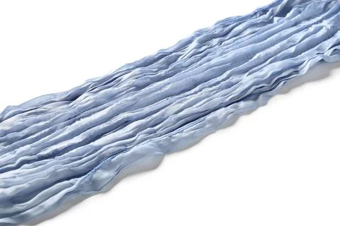 Light blue pleated fabric texture with soft folds and shadows textile backgro Stock Photos