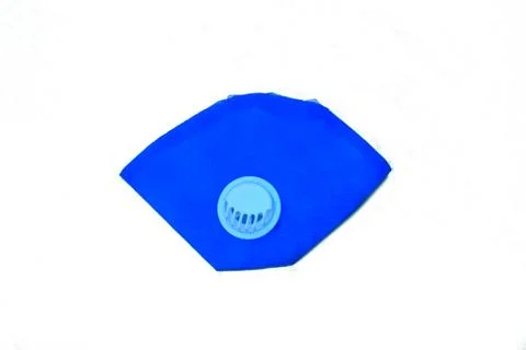 Light blue pollution mask without white air ventilation isolated on a white b Stock Photos