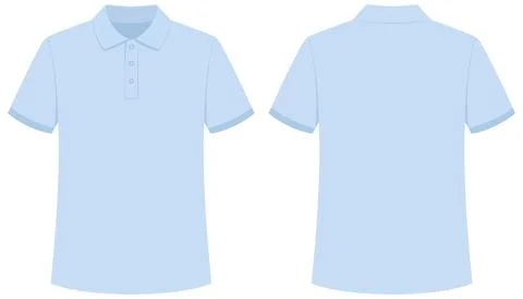 Light Blue Polo Shirt Vector Mockup with Front and Back Views Stock Illustration