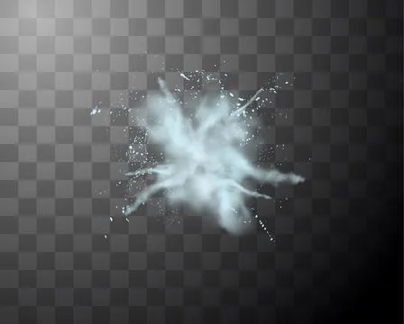 Light blue powder explosion or dust burst with smoke realistic vector Stock Illustration