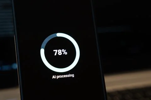 Light blue progress ring at 78 percent with AI processing text on a dark 写真素材
