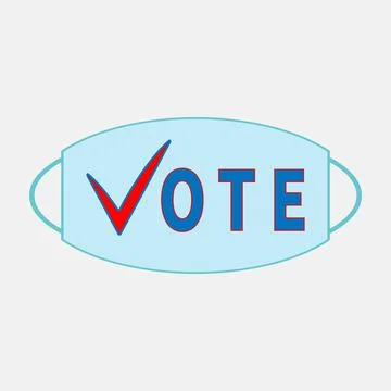 Light blue protective face mask with VOTE text Stock Illustration
