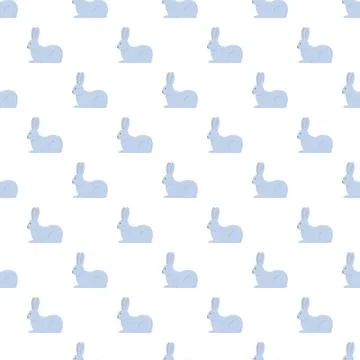 Light blue rabbit repeating pattern on white background Stock Illustration