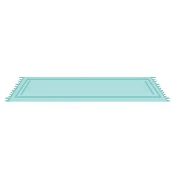 Light Blue Rectangular Rug with Fringe Ilustração Stock
