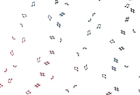 Light Blue, Red vector backdrop with music notes. Illustrazione stock