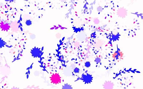 Light Blue, Red vector doodle pattern with flowers, roses. Stock Illustration