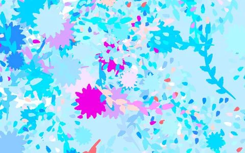 Light Blue, Red vector doodle pattern with flowers, roses. Stock Illustration