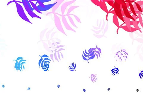 Light Blue, Red vector elegant pattern with leaves. Stock Illustration