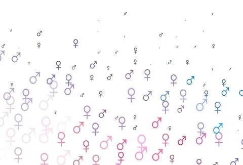 Light blue, red vector pattern with gender elements. 스톡 일러스트