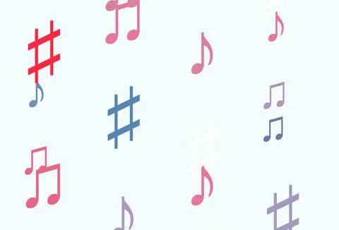 Light Blue, Red vector pattern with music elements. Stockillustratie