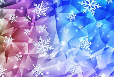 Light Blue, Red vector pattern with christmas snowflakes, stars. Stock Illustration
