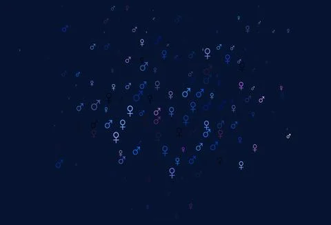 Light blue, red vector pattern with gender elements. Stock Illustration