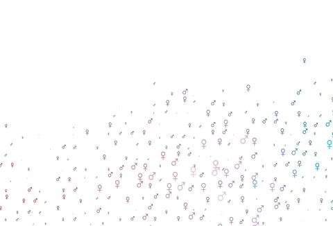 Light blue, red vector pattern with gender elements. Stock Illustration