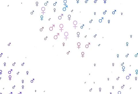 Light blue, red vector pattern with gender elements. 스톡 일러스트