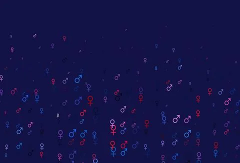 Light blue, red vector pattern with gender elements. 스톡 일러스트