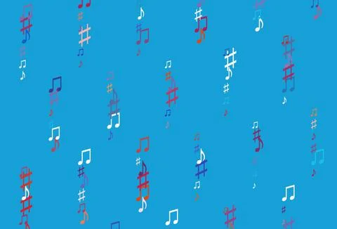 Light Blue, Red vector pattern with music elements. 스톡 일러스트