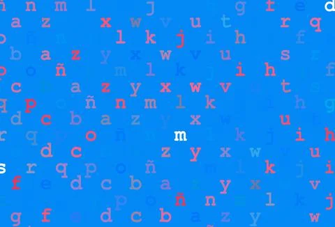 Light blue, red vector pattern with ABC symbols. Illustrazione stock