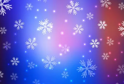 Light Blue, Red vector pattern with christmas snowflakes, stars. Stock Illustration