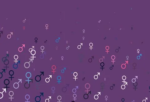 Light blue, red vector pattern with gender elements. Stock Illustration