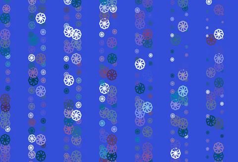 Light Blue, Red vector pattern with christmas snowflakes. Stock Illustration