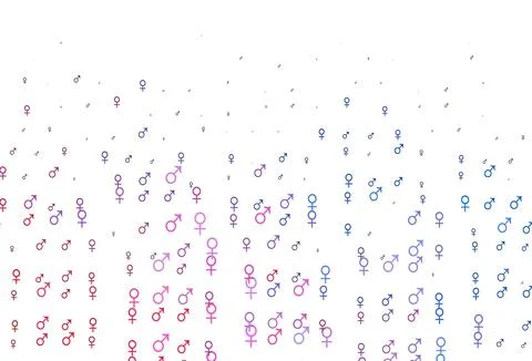 Light blue, red vector pattern with gender elements. 库存插图