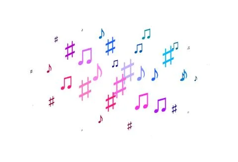 Light Blue, Red vector texture with musical notes. Illustrazione stock