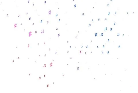Light Blue, Red vector texture with musical notes. Illustrazione stock