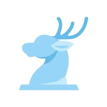 Light blue reindeer bust emerging from a snowdrift, minimalist christmas illu Stock Illustration