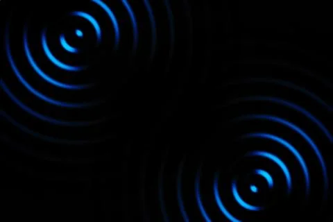 Light blue rings sound waves oscillating, abstract background Stock Illustration