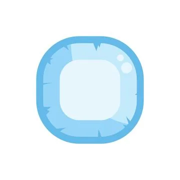 Light blue rounded square button with cracks and bubbles for casual games Stock Illustration