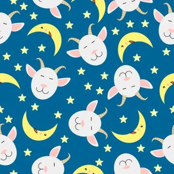 Light blue seamless christmas background with goats - vector Stock-Illustration