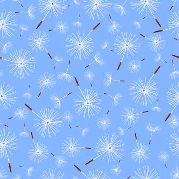 Light blue seamless pattern with dandelion fluff Stock Illustration