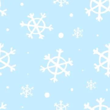 Light blue seamless pattern with white snowflakes Stock Illustration