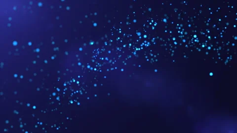 Light blue shining particles forming a wave on a dark blue background. Stock Footage 246635636