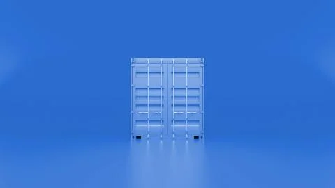 Light blue shipping container standing on blue background Stock Illustration