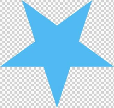 Light blue six-pointed star-like polygon is floating on transparent background, Stock Illustration