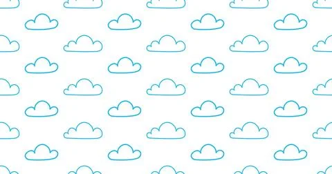 Light blue sky linear clouds seamless vector pattern. Ornament can be used for 스톡 일러스트
