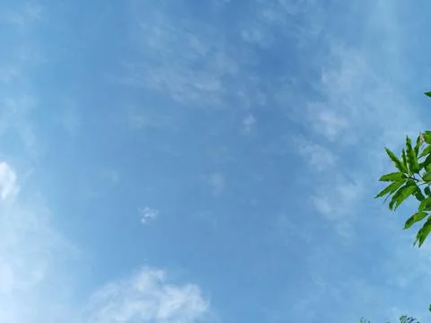 Light blue sky with soft clouds background Stock Photos