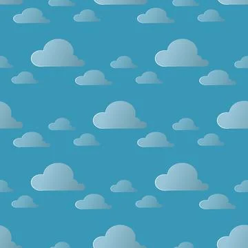 Light blue sky white clouds pattern seamless vector イラスト素材