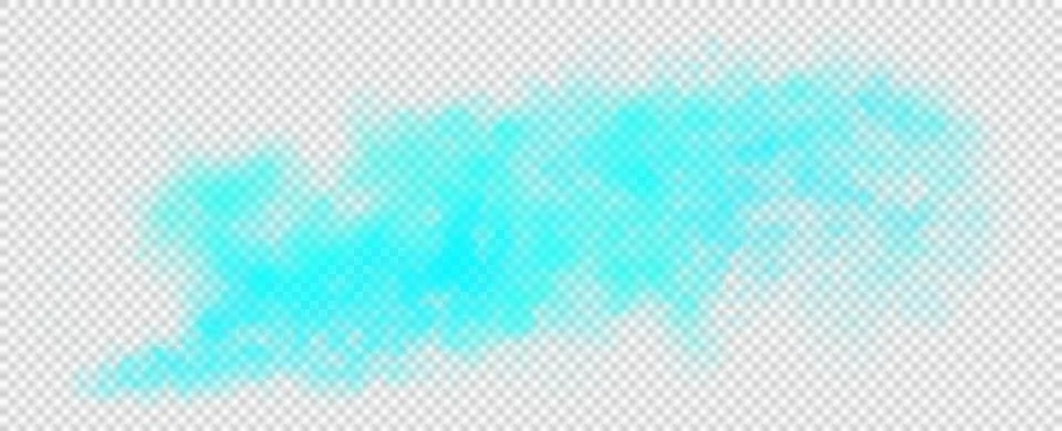 Light blue smoke cloud trail on transparent background with realistic puff .. Stock Illustration