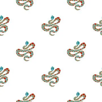 Light blue snake with orange spots pattern flat Stockillustratie