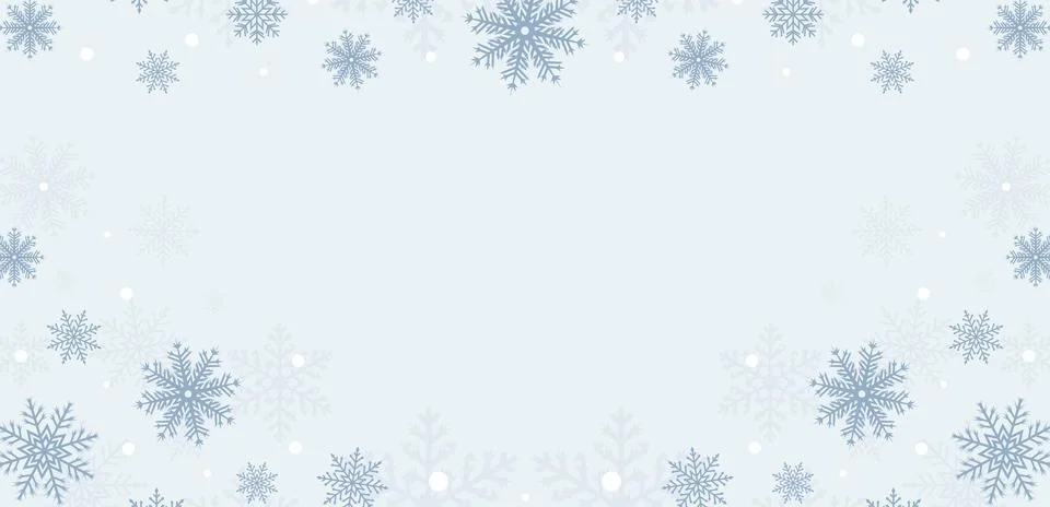 Light Blue Snowflake Border Frame on Light Background Stock Illustration