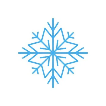 Light blue snowflake vector icon with layered branches, flat ice crystal symbol Stock Illustration
