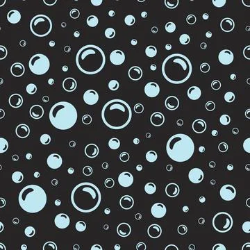 Light blue soap bubbles on a black background Stock Illustration