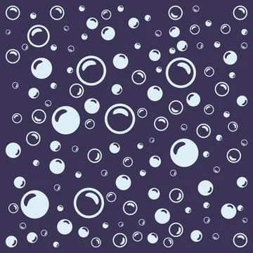 Light blue soap bubbles on a dark purple background. Ilustração Stock
