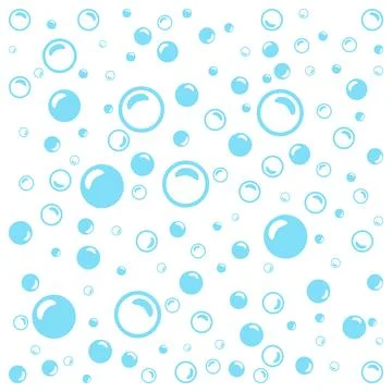 Light blue soap bubbles on a white background Stock Illustration