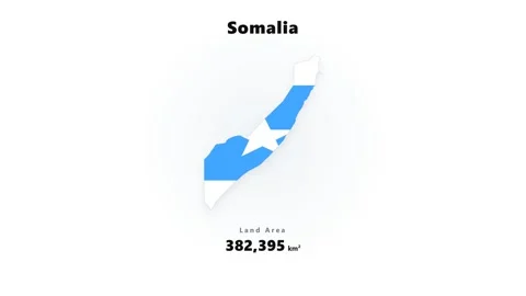 Light blue Somalia map silhouette infographic on clean white background with Stock Footage 345645813