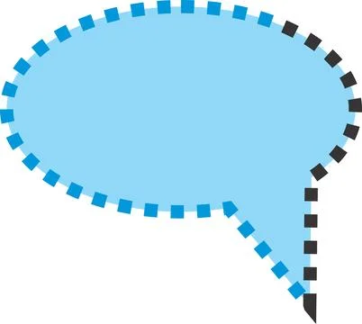 A light blue speech bubble vector with a stitched border pattern, perfect f.. Stock Illustration