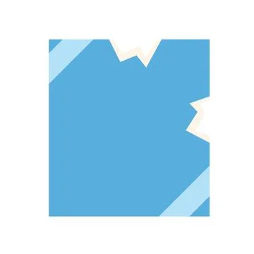 Light blue square breaking apart showing white background Illustrazione stock
